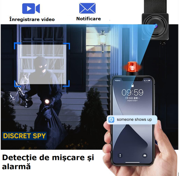 Modul camera spion C10 Wi-Fi Full HD 1080p – integrabil in obiecte, autonomie 5–7 ore, stocare pana la 128GB - imagine 3