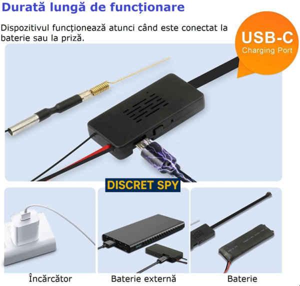 Modul camera spion C10 Wi-Fi Full HD 1080p – integrabil in obiecte, autonomie 5–7 ore, stocare pana la 128GB - imagine 6