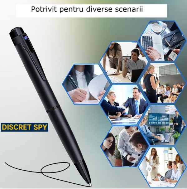 Pix stilou cu camera spion Full HD 1080p, model W10 Professional – inregistrare discreta, autonomie extinsa - imagine 6