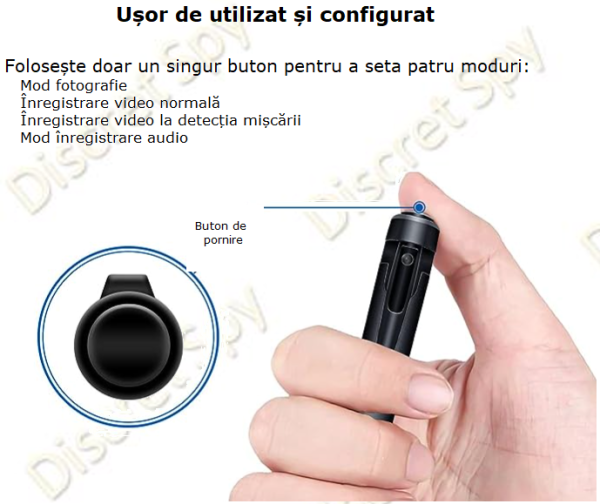 Pix stilou cu camera spion Full HD 1080p, model W10 Professional – inregistrare discreta, autonomie extinsa - imagine 12