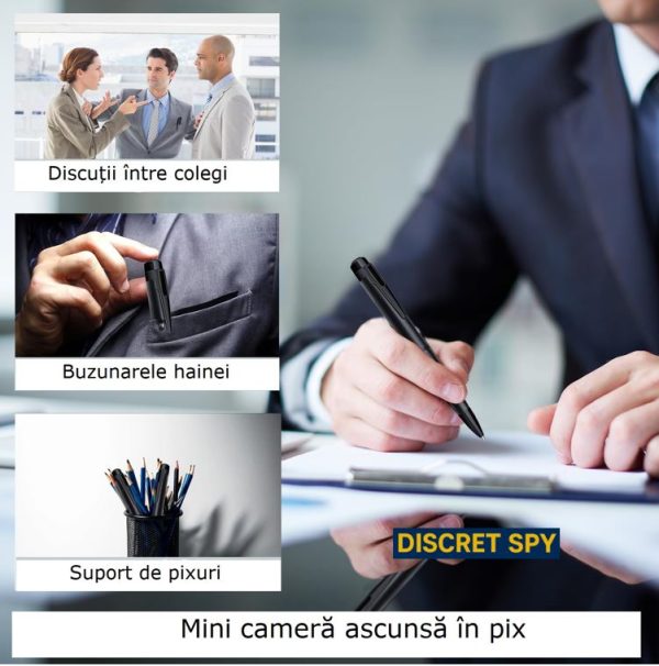 Pix stilou cu camera spion Full HD 1080p, model W10 Professional – inregistrare discreta, autonomie extinsa - imagine 8