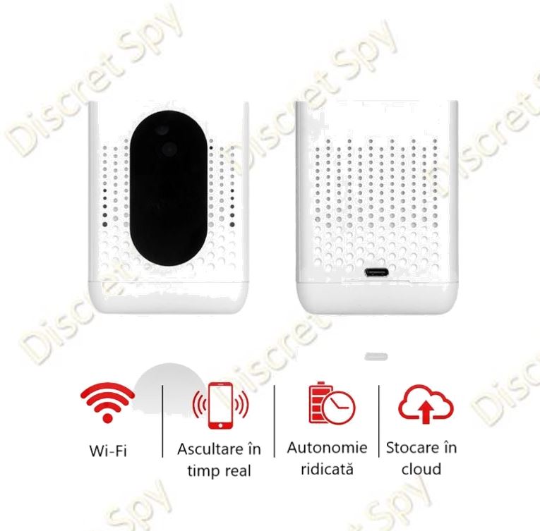 Reportofon Wi-Fi AR07 (Alb) – Standby până la 7 luni, Activare vocală, Ascultare LIVE de oriunde