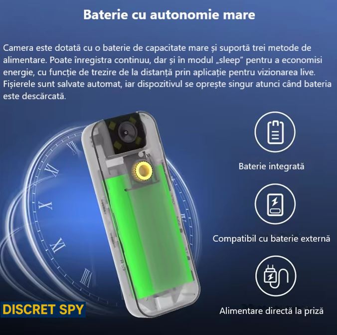 Cameră corporală CB77 WiFi, obiectiv rotativ 180°, Night Vision, detecție umană, stocare pe card & cloud - imagine 5