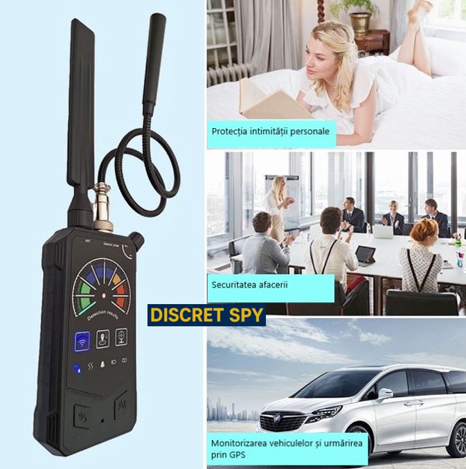Detector 3-în-1 Anti-Spion DE012 – camere ascunse, semnale RF și GPS cu magnet, IR940, vibrație, sensibilitate reglabilă - imagine 7