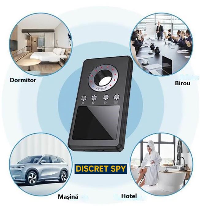 Detector anti-spionaj DE02 – 3-în-1: camere ascunse, semnale RF, magnet GPS - imagine 6