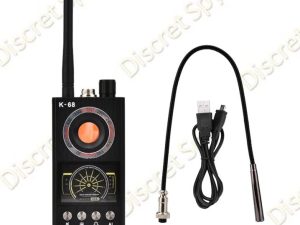 Detector portabil anti-spionaj K68 – detectează camere ascunse, microfoane, GPS și semnale wireless