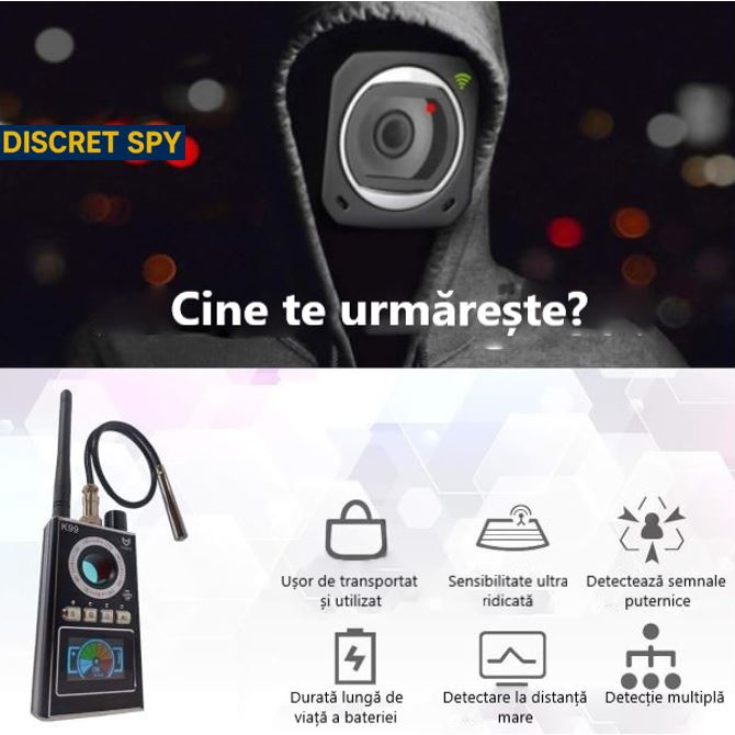 Detector portabil K99 – camere ascunse, microfoane, GPS, semnale wireless și magneți - imagine 14