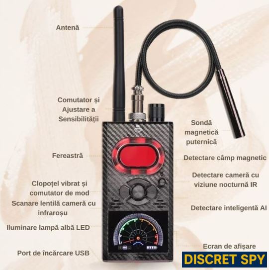 Detector portabil K99 – camere ascunse, microfoane, GPS, semnale wireless și magneți - imagine 5