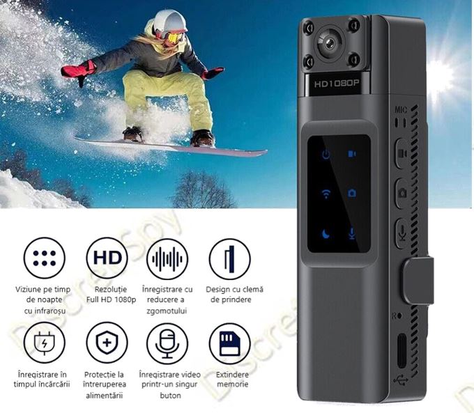Cameră corporală L13 Wi-Fi, 1080p, Night Vision, 7–10h, lentilă rotativă - imagine 13