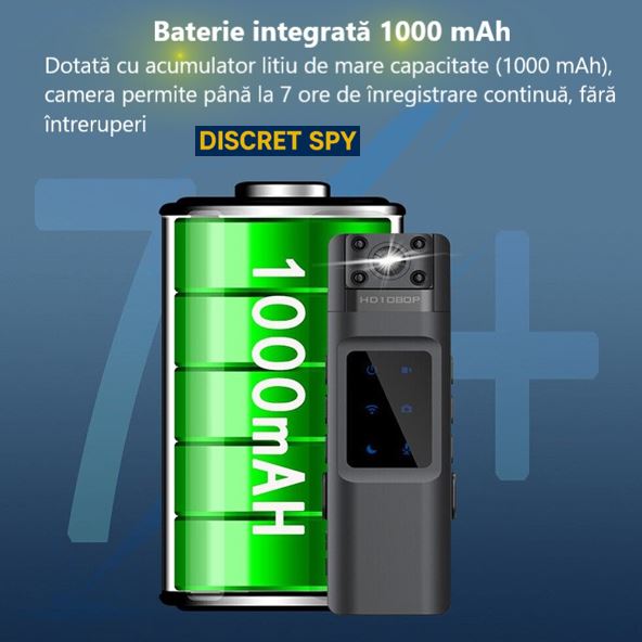 Cameră corporală L13 Wi-Fi, 1080p, Night Vision, 7–10h, lentilă rotativă - imagine 11