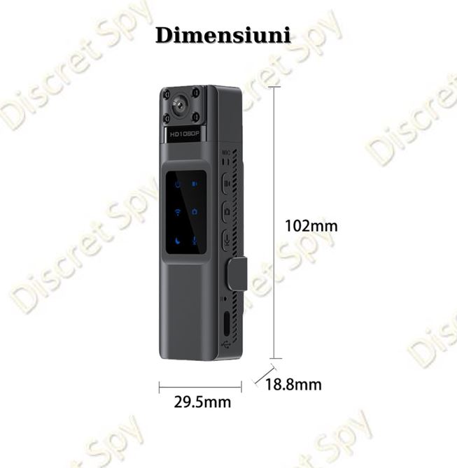 Cameră corporală L13 Wi-Fi, 1080p, Night Vision, 7–10h, lentilă rotativă - imagine 4
