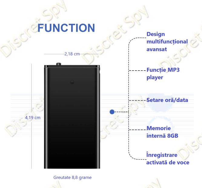 Reportofon Q1 mini 8GB, activare la sunet (VOX), format WAV – ultra-discret, cât un breloc - imagine 8
