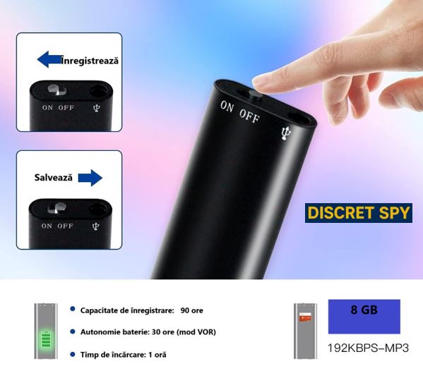 Mini Reportofon Q2 8GB, Activare vocală (VOR), buton unic, discret și portabil - imagine 8