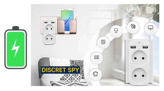 Cameră spion Wi-Fi 1080p ascunsă în adaptor de priză dublu cu USB – supraveghere discretă, non-stop - imagine 5