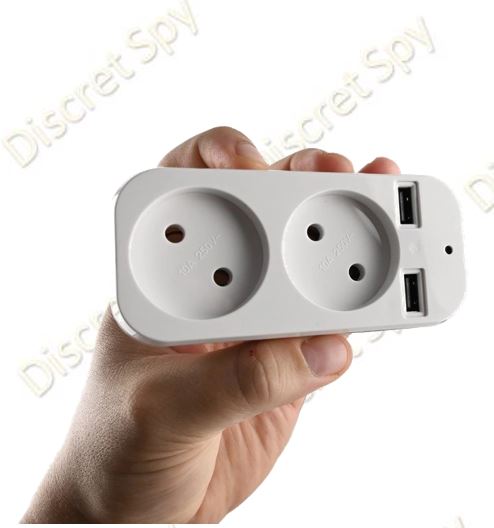 Cameră spion Wi-Fi 1080p ascunsă în adaptor de priză dublu cu USB – supraveghere discretă, non-stop - imagine 2