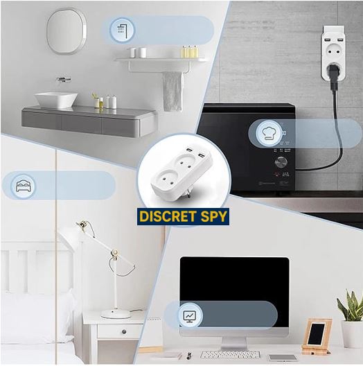 Cameră spion Wi-Fi 1080p ascunsă în adaptor de priză dublu cu USB – supraveghere discretă, non-stop - imagine 4