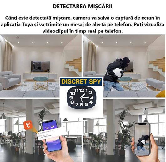 Cameră Wi-Fi tip ceas, cu înregistrare Full HD, vedere nocturnă și detectare a mișcării - imagine 4