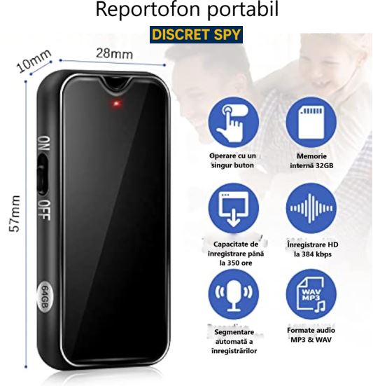 Reportofon audio magnetic cu activare vocală, 32GB, autonomie 30h - imagine 8