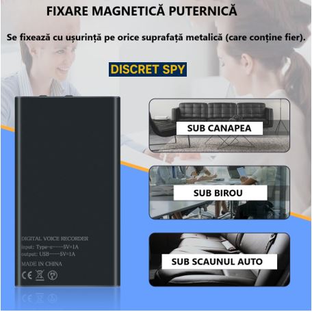 Baterie externă cu reportofon ascuns MZ006, memorie 32GB, autonomie înregistrare 300 ore, acumulator 2500mAh - imagine 3