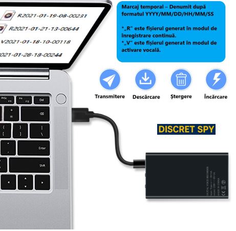 Baterie externă cu reportofon ascuns MZ006, memorie 32GB, autonomie înregistrare 300 ore, acumulator 2500mAh - imagine 2