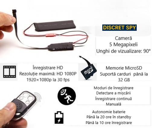 Cameră Spion Super-Compactă cu Wi-Fi, Telecomandă, Autonomie Extinsă și Înregistrare Full HD - imagine 6