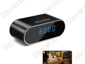 Cameră Spion Tip Ceas de Birou Wi-Fi, Full HD 1080p, Night Vision, Detectare Mișcare, microSD până la 64GB, Alimentare Mixtă