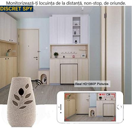 Cameră ascunsă 1080P în odorizant de cameră, Wi-Fi, baterie 2800 mAh, stocare microSD - imagine 10